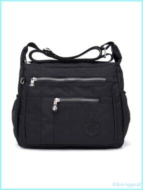 Nylon Crossbody Bag Waterproof Multi Pocket Shoulder Purse Travel Handbag